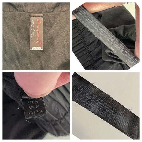 Free People Movement Wide Smocked Waist Athletic Shorts Sz M Black Pocket Lined - Picture 10 of 11